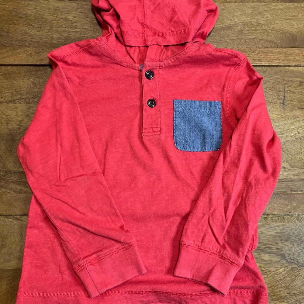 Gymboree Red Hoodie with Denim Accent